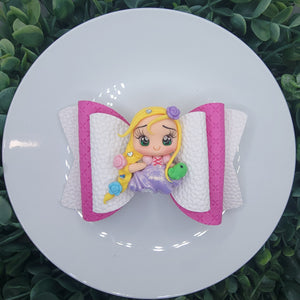 5" Long Haired Princess Bow With Character